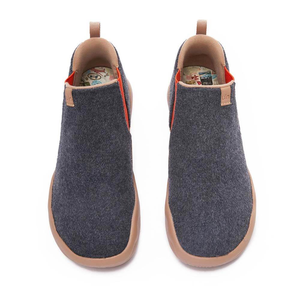 UIN Footwear Kid Granada Deep Grey Wool Boots Kid Canvas loafers