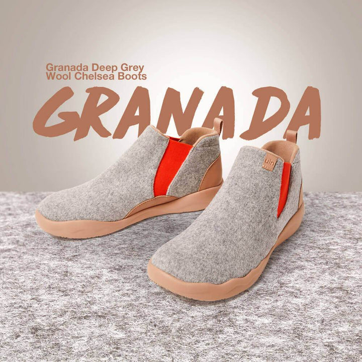 UIN Footwear Kid Granada Light Grey Wool Boots Kid Canvas loafers