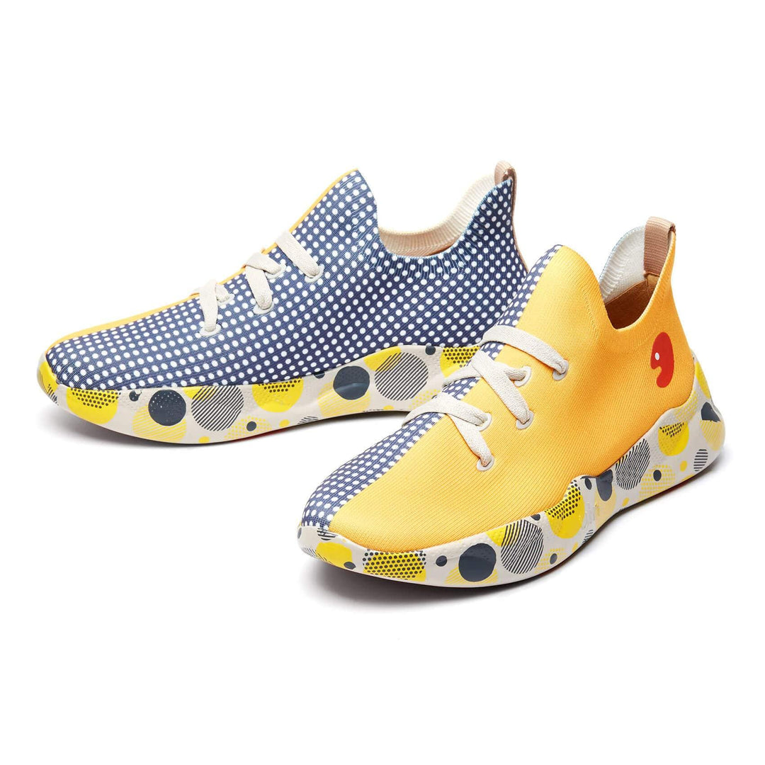 UIN Footwear Kid Grey & Yellow Mijas Kid Canvas loafers