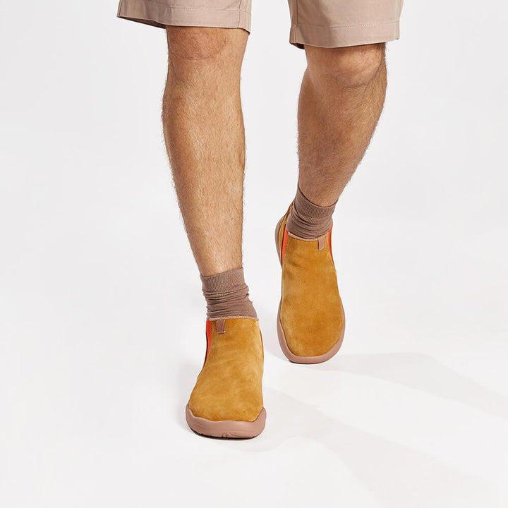 UIN Footwear Men (Pre-sale) Granada Khaki Cow Suede Boots Men Canvas loafers