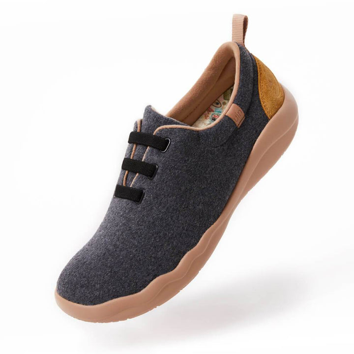 UIN Footwear Men (Pre-sale) Segovia Deep Grey Wool Lace-up Shoes Men Canvas loafers