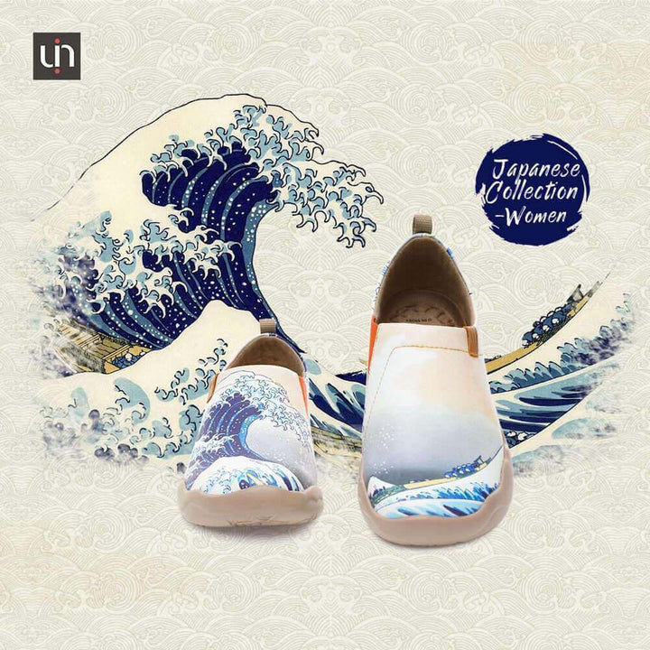 GREAT WAVE OFF KANAGAWA Art Painted Women Fashion Flat Shoes Women UIN