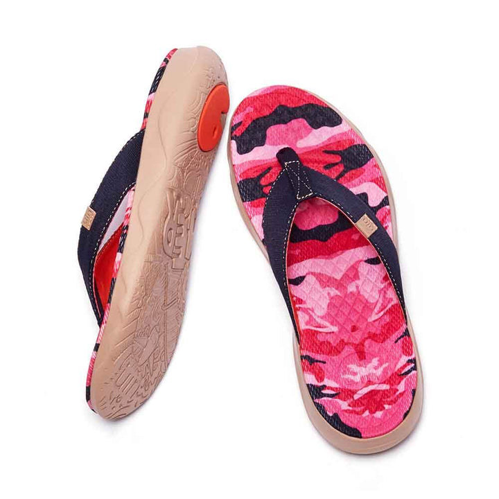 UIN Footwear Women Pink Cherry Women Majorca Flip Flops Canvas loafers