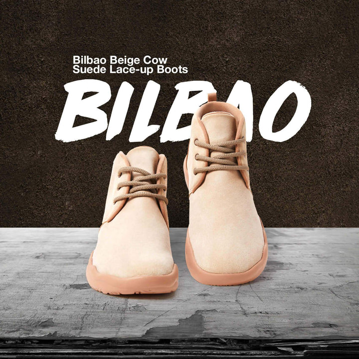UIN Footwear Women (Pre-sale) Bilbao Beige Cow Suede Lace-up Boots Women Canvas loafers