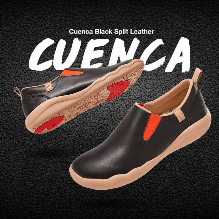 UIN Footwear Women (Pre-sale) Cuenca Black Split Leather Women Canvas loafers