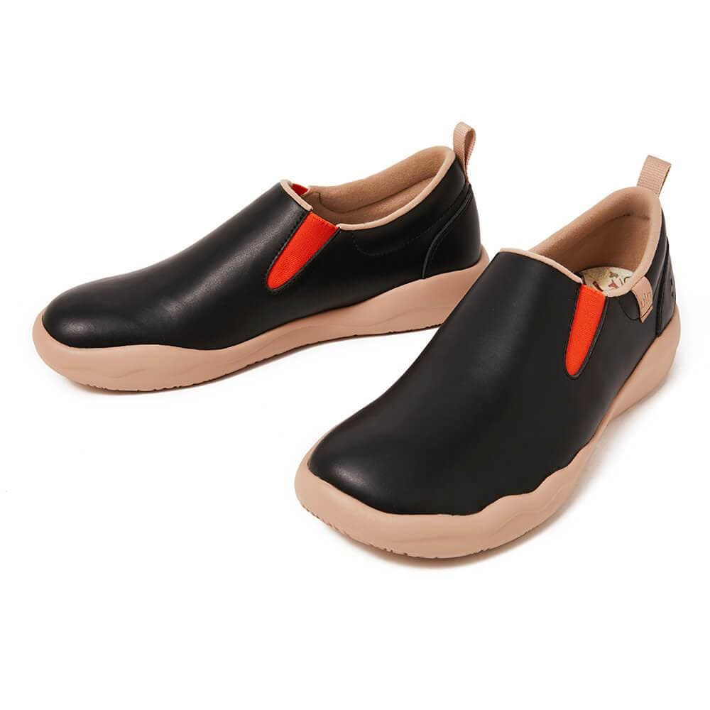 UIN Footwear Women (Pre-sale) Cuenca Black Split Leather Women Canvas loafers