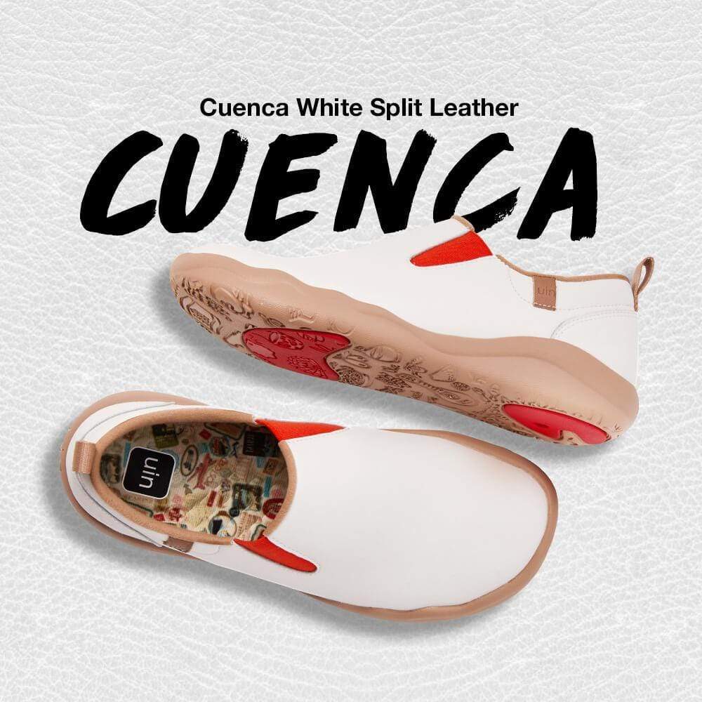 UIN Footwear Women (Pre-sale) Cuenca White Split Leather Women Canvas loafers