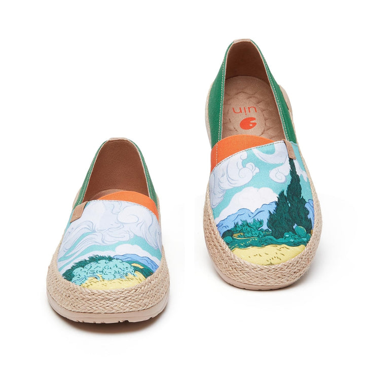 UIN Footwear Women Van Gogh Wheatfield with Cypresses Marbella I Women Canvas loafers